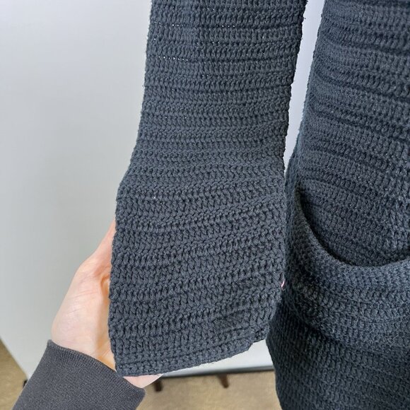 Vintage Chico’s Black Midi Long Cardigan Button Front Sweater Chunky Knit Small - Picture 9 of 9